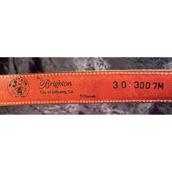 Disney Mickey & Co By Brighton Brown Statement Belt Silver Mickey Train Buckle - Picture 7 of 11